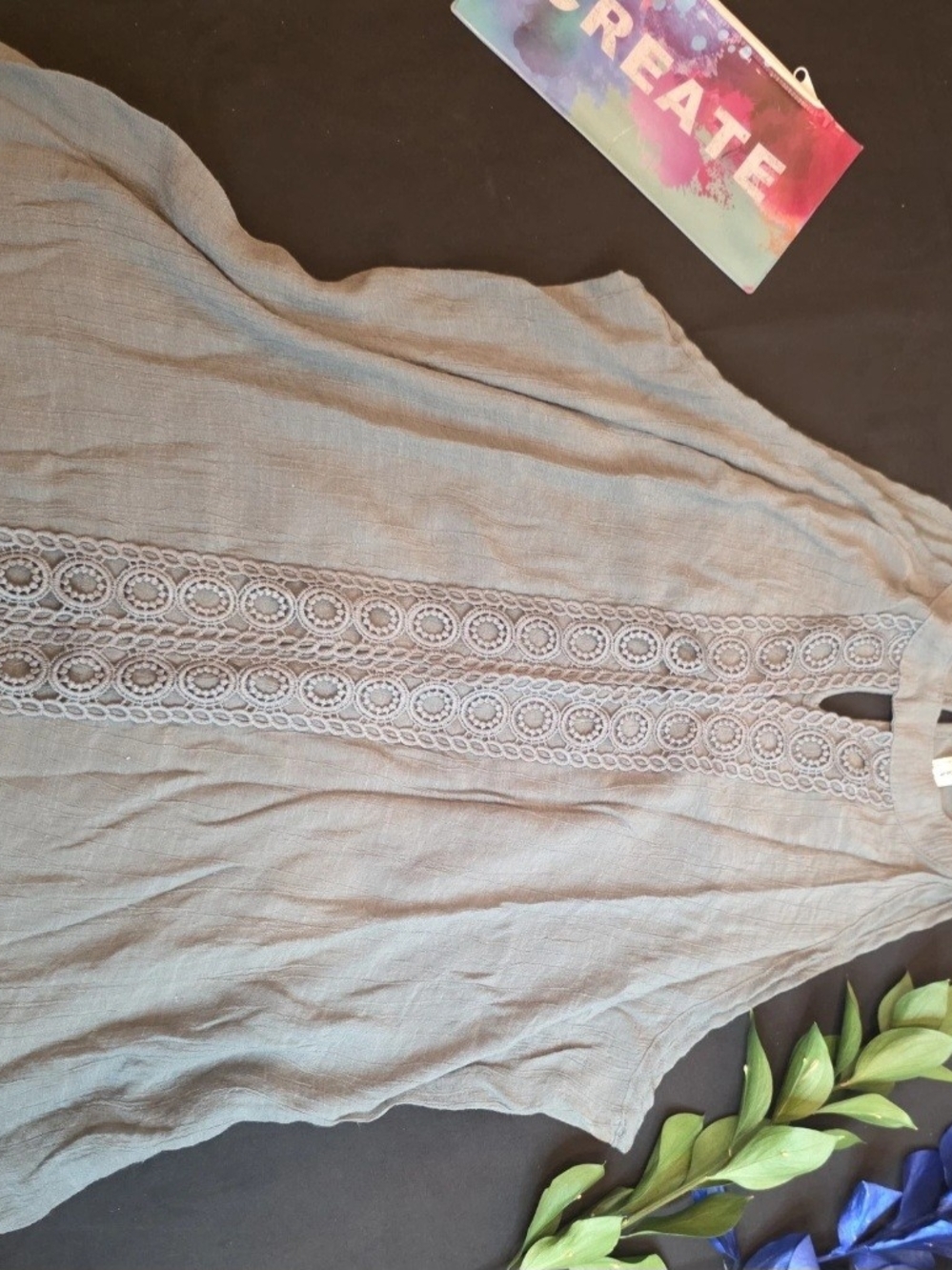 PerSeption Concept Green Lace-Panel Sleeveless Tunic M